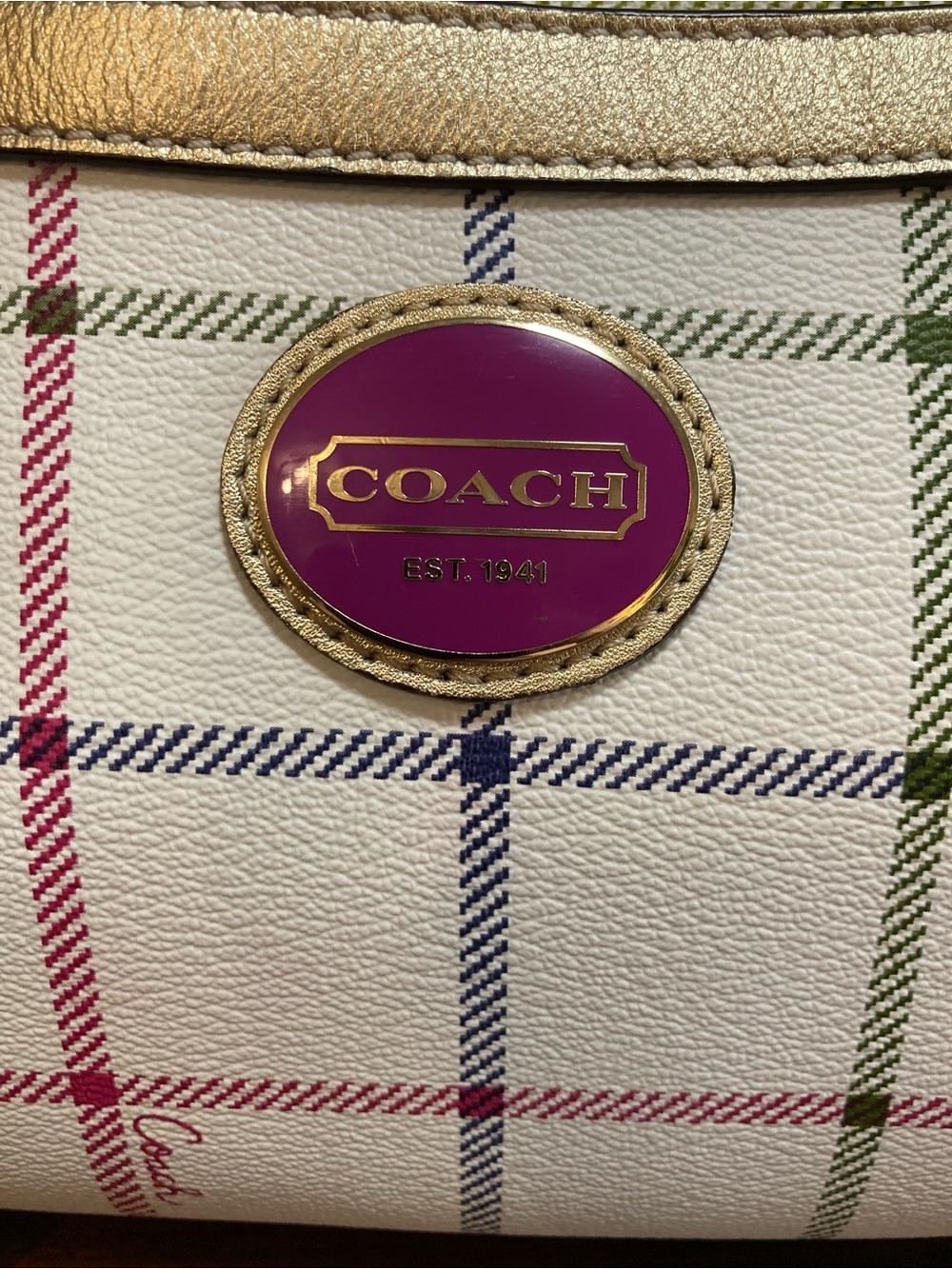 Coach Peyton Tattersall Plaid Shoulder Bag Heritage Collection Style 19173 EUC - Picture 4 of 15